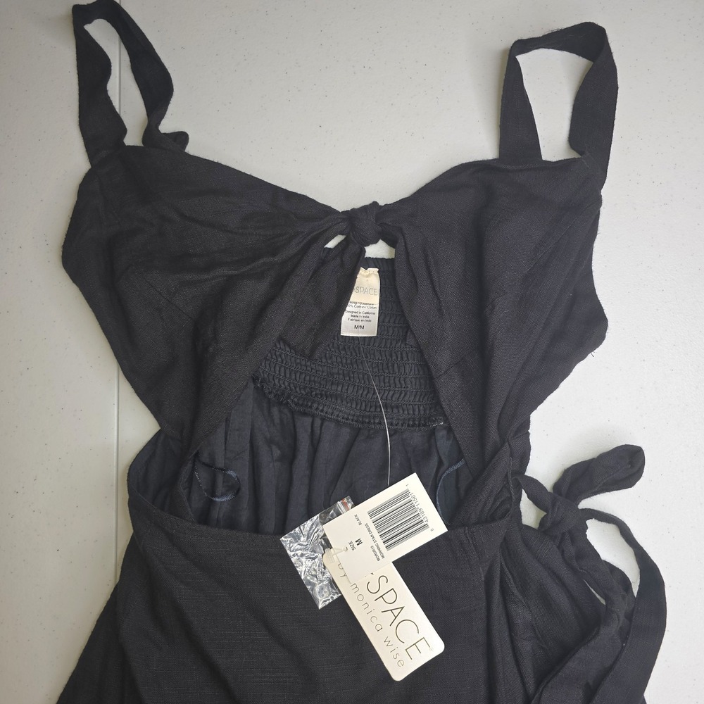L SPACE Medium Black Wrap Dress NWT Resortcore Biker Beach -1401